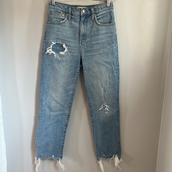 Madewell Classic Straight Jeans in Corrie Wash: Step-Hem Edition SZ 25 - Picture 7 of 9